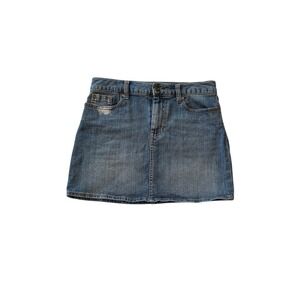 Gap Denim Skirt Blue‎ Wash Distressed Pockets A Line Mini Women's Size 8 29